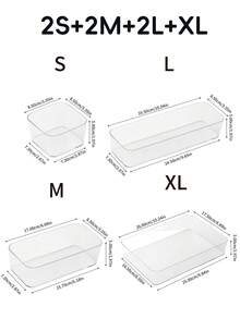 桌面化妆品收纳盒，透明塑料抽屉组合收纳套装，透明梳妆台收纳盒，精致收纳盒，桌面抽屉隔断收纳盒，适用于收纳化妆品、珠宝、厨房小工具、卧室、浴室、办公室、派对桌面抽屉装饰 - 無色 - 查看 6