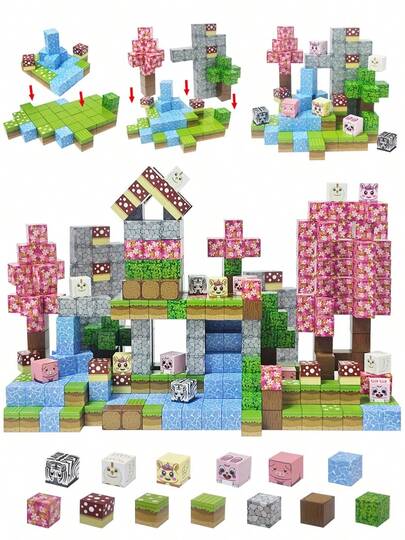 MINKOJA Creative Forest Magnetic Building Blocks, Magnetic Building Blocks To Build 3D World, Sensory Construction Stacking Magnet Blocks Toy For Kids Ages 3+, Boys And Girls Birthday Gifts,Easter,Easter Gift,Childen's Day,Travel Toys,Magnetic Blocks,Building Blocks,Kids Magnetic Building Block Toys