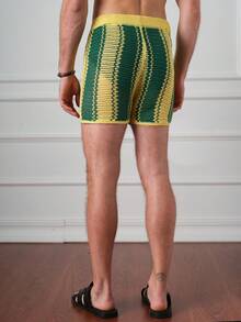 Manfinity Swimmode 男士度假休闲镂空针织短裤 - 彩色 - 查看 2
