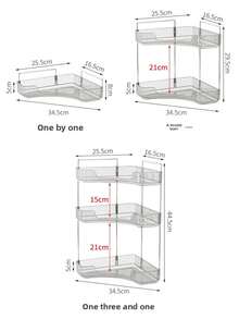 Single Corner Bathroom Counter Top Storage Box, Suitable For 90 ° Angle, Can Be Used As Bedroom Dresser Tray, Cosmetics Storage Rack, Bathroom Counter Top Storage Box, Kitchen Condiment Rack And Perfume Bottle Tray, Suitable For Holiday Beach, Bathroom, Bedroom And Other Places, Large Capacity. - Clear - View 7
