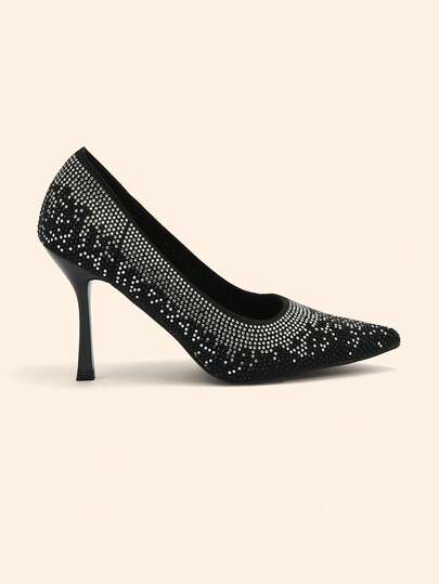 CUCCOO BASICS Women's Pointed Toe Rhinestone Design Elegant High Heels Spring Shoes