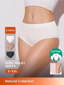 LUVLETTE 3-Pack Cotton High Waist Briefs Women Underwear Panties Set-Black - Multicolor - View 1