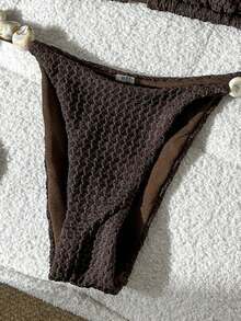 Swim Chiccia Women's Spring/Summer Jacquard Fabric Beaded Bikini Set - Brown - View 6