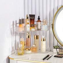 Single Corner Bathroom Counter Top Storage Box, Suitable For 90 ° Angle, Can Be Used As Bedroom Dresser Tray, Cosmetics Storage Rack, Bathroom Counter Top Storage Box, Kitchen Condiment Rack And Perfume Bottle Tray, Suitable For Holiday Beach, Bathroom, Bedroom And Other Places, Large Capacity. - Clear - View 11