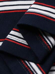 DAZY Striped Round Neck Sleeveless Padded Shoulder Women T-Shirt Summer Y2k - Navy Blue - View 7