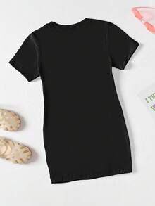 Elladie kids 春夏少女休闲时尚创意个性清新简约酷炫虚拟少女团体五角星图案字母标语印花宽松短袖T恤裙，舒适百搭；温暖舒适的夏秋少女氛围穿搭，适合各种场合。 - 彩色 - 查看 2