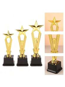 1个金色奖杯星形塑料奖杯工艺纪念品歌舞比赛奖励奖杯学校奖励用品 - 彩色 - 查看 2