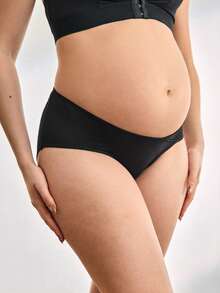 1pc Women's Basic Skin-Friendly Comfortable Maternity Casual Briefs - Black - View 6
