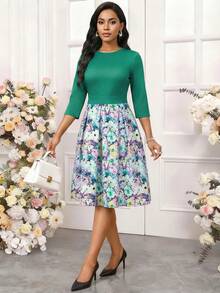 SHEIN Lady 女士度假连衣裙 - 綠色 - 查看 7