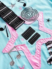 ROMWE Grunge Punk Cute Rock Bass Note Pattern Women's Camisole - Green - View 4