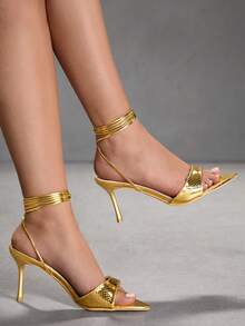 CUCCOO SZL Giày sandal cao gót dành cho nữ - Vàng - Xem 2