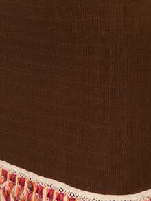 Nöista Đầm ngắn ôm dáng màu nâu với đường viền trang trí màu tương phản ở mép dưới, không tay và cổ tròn. - màu nâu - Xem 7