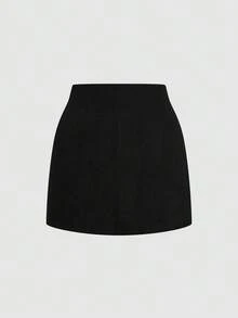 Sweetra Plus Size Two Pieces Set,Corduroy Dual-Color Wine Red & Black,Autumn Elegant Office Waist-Cinching Fitted Mini Skirts, Wrap Skort Curve Skirts - Multicolor - View 19