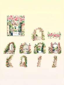 1 Set Of 6 Pcs Garden Dream Retro Journal Sticker Pack - Washi Paper Journal Material Stickers DIY Creative Stickers - suit - View 4