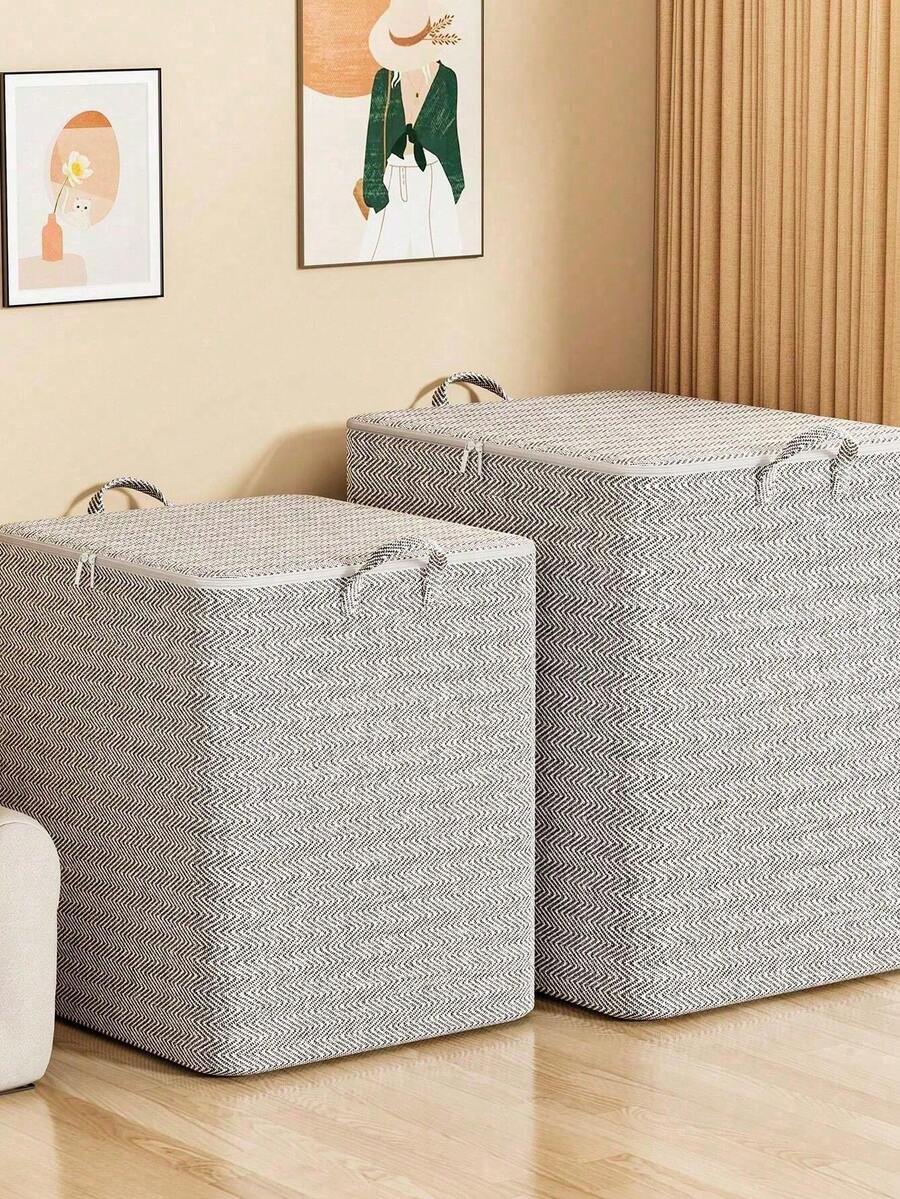 灰色箭头牌储物袋,采用加厚无纺布制成,可折叠设计,超大容量,适用于衣柜整理、搬家用品,节省空间。 - 米白色 - 查看 1