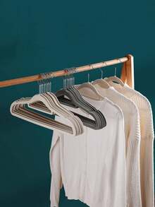 10/20/40PCS Flocked Velvet Non-Slip Hangers - Space Saving Closet Organizers With Pants Bar, Heavy Duty & No-Slip For Home & Professional Use - White - View 3