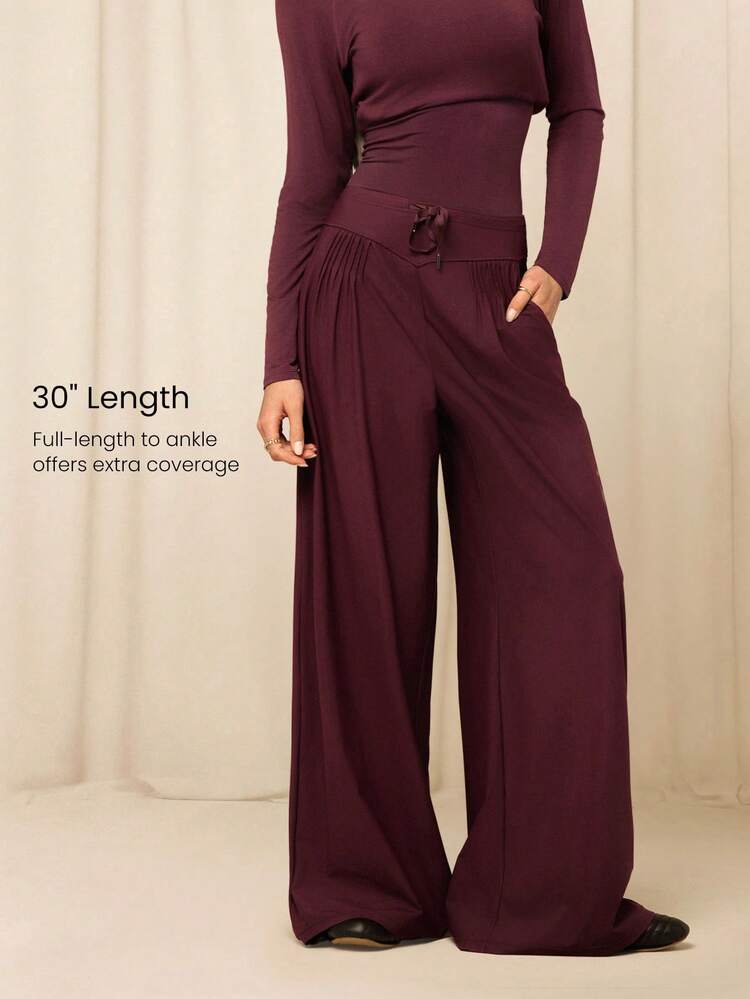 GLOWMODE X Reem Modest All-Day Ease Cooling Quick-Dry Sun Protection Adjustable Drawstring Waist Slip Pockets Wide-Leg Pants Training Running Workout Gym Daily
