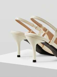 Mnmlis Tacchi alti a punta minimalisti e monocromatici, adatti per il casual e l'ufficio, per donne - Beige - Visualizzare 5
