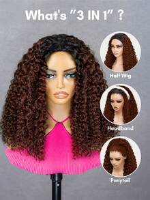 QUICK WEAR 9AM HAIR Wear Go Half Wig Water Wave Flexible Fit 3 In 1 Half Wig With Drawstring Natural Hairline Ombre Brown Wig Seamless Beginner Friendly Wear And Go Glueless Human Hair Wig Natural Hairline 180% Density 14-16 Bob Inch 18-28 Regular Inch Unprocessed Virgin Hair Fashion School Supplies Hair Stuff Gifts - S1B/33 - View 7