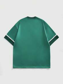 ROMWE MEN Men's Modern Symbolic Emotional Streetwear Numeric Print Short Sleeve T-Shirt - Green - View 2