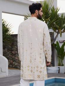 DAZY 春季长款中东风格杏色男士衬衫 - 杏色 - 查看 2