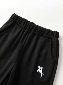 SHEIN Streecool Kids 男童骑士印花 Polo 领短袖 T 恤和裤子休闲套装 - 淺粉色 - 查看 6