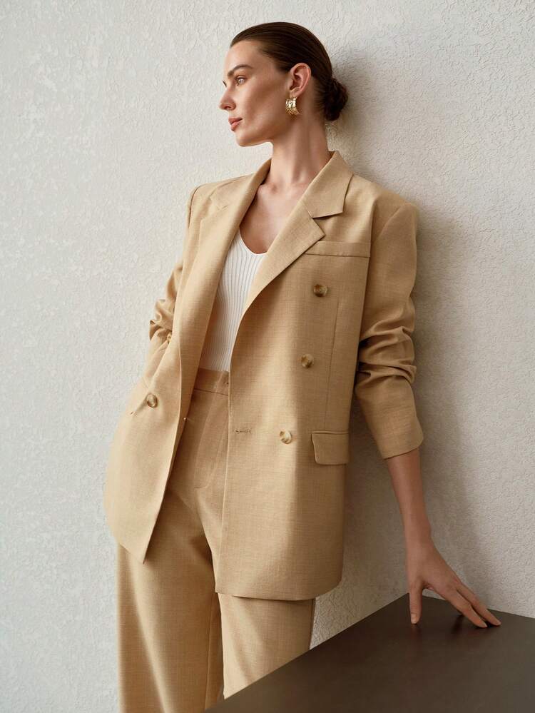WOMEN'S COMMUTER FAUX LINEN BAMBOO TEXTURED BLAZER