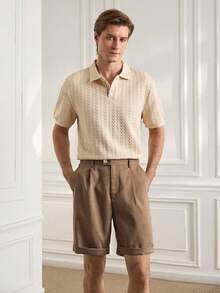 Men's Solid Color Pocket Casual Shorts, Fashionable Suitable For Summer - Brown - View 8