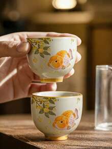 Bộ 1/2/6 tách trà gốm sứ tro cỏ, tách trà đen họa tiết cá chép, tách trà Gongfu, tách nếm trà, tách trà dùng trong gia đình và tiếp khách. - Nhiều màu - Xem 5