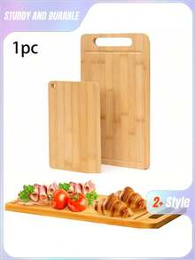 Thớt tre có lỗ thoát nước dùng trong nhà bếp, thích hợp để thái thịt, trái cây và rau củ (Món quà hoàn hảo). - Nhiều màu - Xem 1