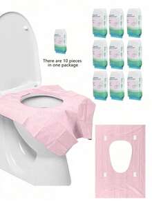 30/100 piezas Cubiertas desechables para asiento de inodoro, impermeables y portátiles, alfombrilla de papel extra larga para inodoro para hotel, lugares públicos, viajes, club de ocio y uso doméstico, decoración de otoño - Multicolor - Ver 1
