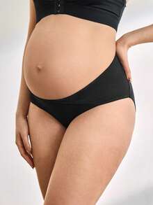 1pc Women's Basic Skin-Friendly Comfortable Maternity Casual Briefs - Black - View 1