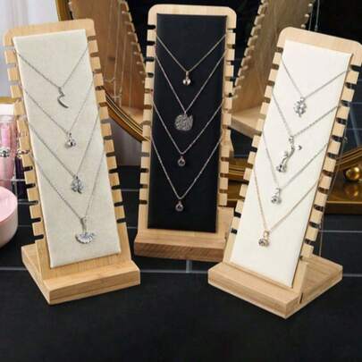 Giá đỡ trưng bày vòng cổ bằng tre sáng tạo (1/2 chiếc), hộp đựng trang sức thời trang cho mùa tựu trường.