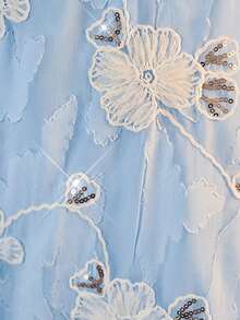 Young Girl Elegant Floral Mesh Dress - Baby Blue - View 5