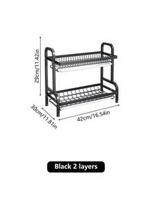 1 chiếc kệ đựng đồ nhà bếp 3 tầng lớn với chức năng thoát nước nhanh, giá đựng dao nĩa, giá để thớt, giá đựng dụng cụ nhà bếp đa năng khô ráo cho bát, đĩa và nhiều vật dụng khác, giá đựng dụng cụ | Kệ kim loại kiểu dáng đẹp | Đồ dùng nhà bếp, dụng cụ sắp xếp và lưu trữ nhà bếp - màu đen - Xem 14