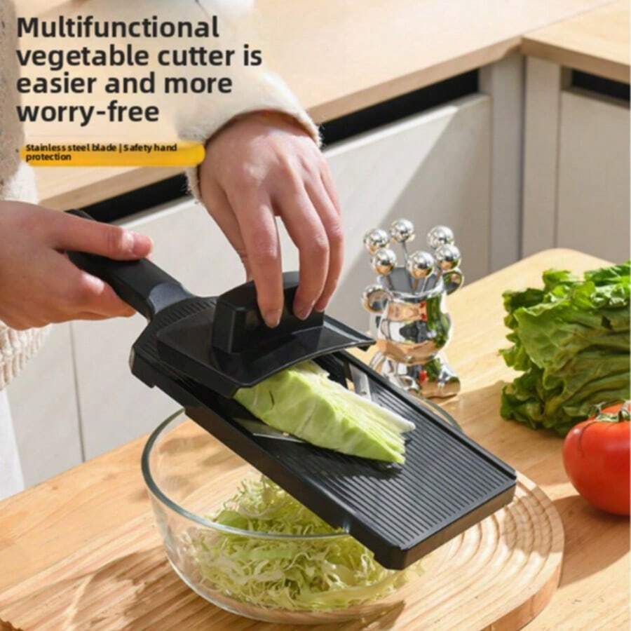 1pc Vegetable Salad Slicer Grater Shredder For Cabbage Lettuce Purple Cabbage Cucumber Bok Choy, Multi-Function Cabbage Slicer. - Black - View 1