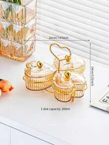 1pc Heart-Shaped Party Food Service Tray, Appetizer Platter, Multipurpose Snack Bowl Tray For Nuts, Candies, Fruits, Reusable Plastic Snack Plate, 3/4/5 Compartments, Champagne Color - Multicolor - View 11