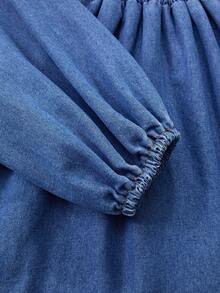 GlowEve Women's V-Neck Ruched Casual Everyday Date Denim Dress - Blue - View 6