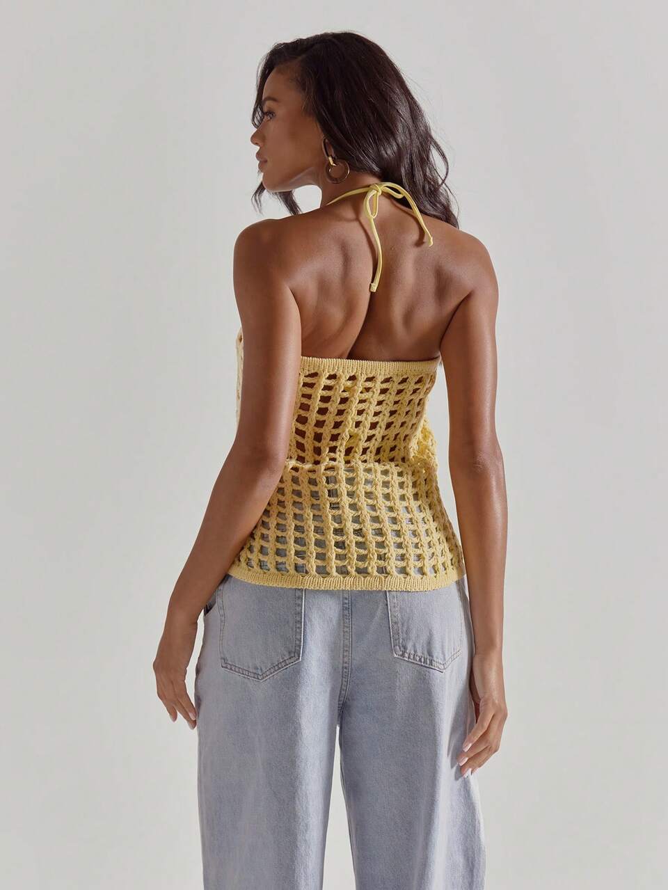 Tie Up Front Square Crochet Bandeau Off The Shoulder Top Cute Beach Coverup Summer Spring Holiday Going Out Swim Sexy Crochet Knit