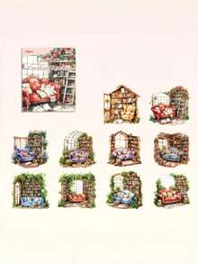 1 Set Of 6 Pcs Garden Dream Retro Journal Sticker Pack - Washi Paper Journal Material Stickers DIY Creative Stickers - suit - View 7