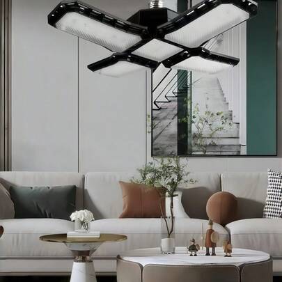 1 đèn LED E27 có thể điều chỉnh hình dạng, thiết kế 4 cánh, độ sáng cao, góc chiếu sáng linh hoạt, thích hợp cho nhà kho và phòng khách.