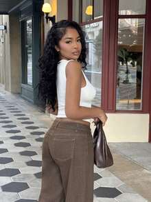 Alexandranx New Summer Versatile All-Match Texture Slim Top For Women, Fashionable Street Wear, Going Out Tops Casual - Apricot - View 6