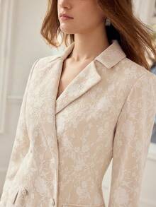 MOTF PREMIUM WOMEN'S LACE LONG SLEEVE MINI DRESS, ELEGANT FOR DATES, SPRING/SUMMER - Apricot - View 2