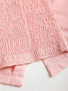Sweetra Áo hai dây cổ yếm màu trơn có nơ trang trí dành cho nữ, áo corset nữ, áo corset dưới ngực, áo nữ mùa hè, áo ôm sát cho nữ - Màu Hồng baby - Xem 4