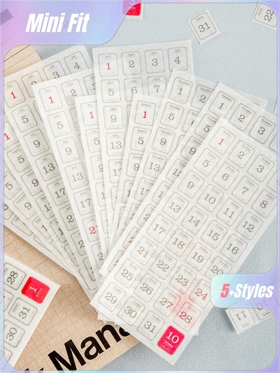 365-Day Daily Stickers, Journal And Notebook Background Decoration Stickers, Self-Adhesive Calendar - suit - View 1