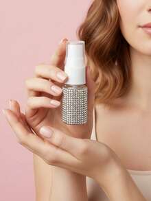 1pc 200ml ABS Continuous Fine Mist Spray Bottle, Cylindrical Design With Rhinestone Surface, Multipurpose Spray Bottle For Hair Care, Beauty Routine, Cleaning, Plants & Home Use - Multicolor - View 10