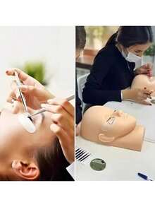 1 đầu ma-nơ-canh tập nối mi - Mô hình thực hành nối mi - Mô hình đầu tập luyện massage làm đẹp - Đầu thêu trang điểm - Chất liệu silicon mềm - Dụng cụ nối mi - Nhiều màu - Xem 2