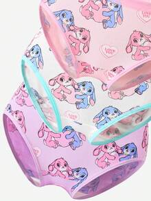 Conjunto de 6 piezas de ropa interior de algodón suave y linda para niñas pequeñas con ribetes de contraste y estampados divertidos, ropa interior para niños de vuelta al colegio - Multicolor - Ver 7