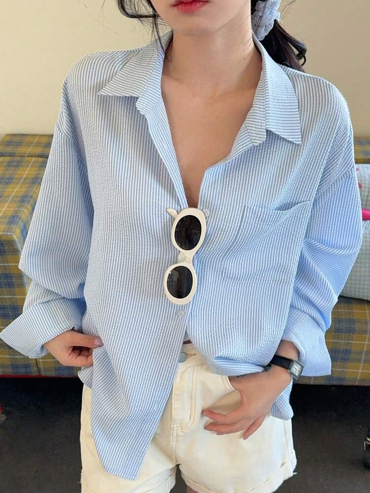 Women's Casual & Commute Striped Shirt, Spring/Summer