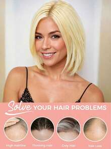 Tapa de cabello real para mujeres, piezas de cabello humano real para mujeres con cabello ralo, tapa de cabello con encaje, extensiones de cabello con clip en color rubio dorado #S613 - S613 - Ver 6